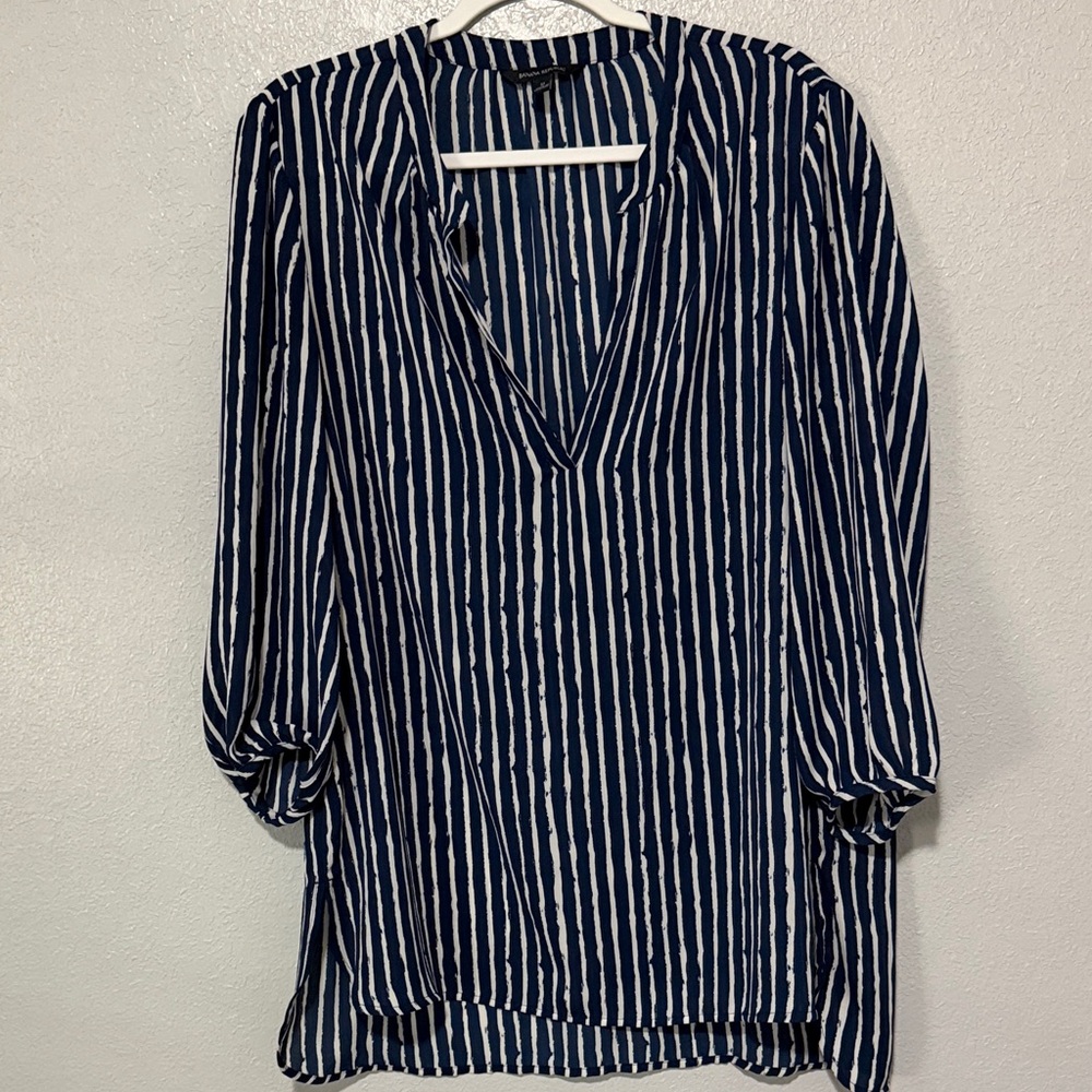 Banana Republic Blue and White Striped Blouse